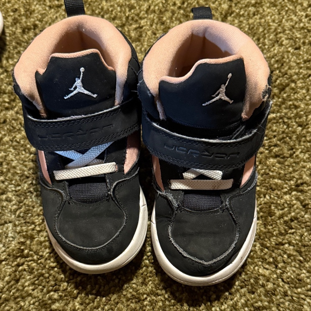 Jordan Kids Black and Pink Sneakers